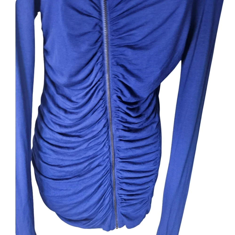 Calvin Klein Ruched Bodycon Long Sleeve Mini Dress Tunic Royal Blue Size Small - Picture 4 of 12